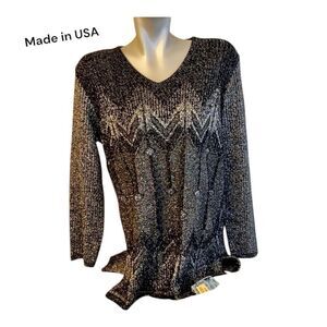 Norton McNaughton black silver shimmer sweater